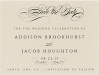 Flourished Script Save The Date Wedding Invitation