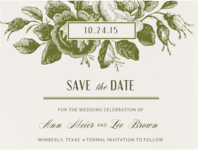 Etched Roses Save The Date Wedding Invitation