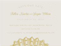 Etched Sea Shells Save The Date Wedding Invitation